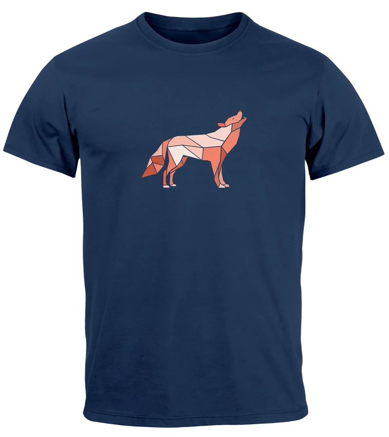 Herren T-Shirt Bedruckt Polygon Grafik Wolf Outdoor Fashion Tiermotiv Wandern Geometric Streetstyle