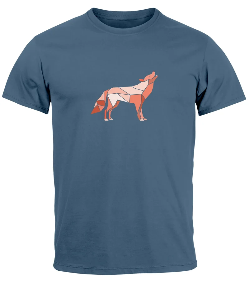 Herren T-Shirt Bedruckt Polygon Grafik Wolf Outdoor Fashion Tiermotiv Wandern Geometric Streetstyle