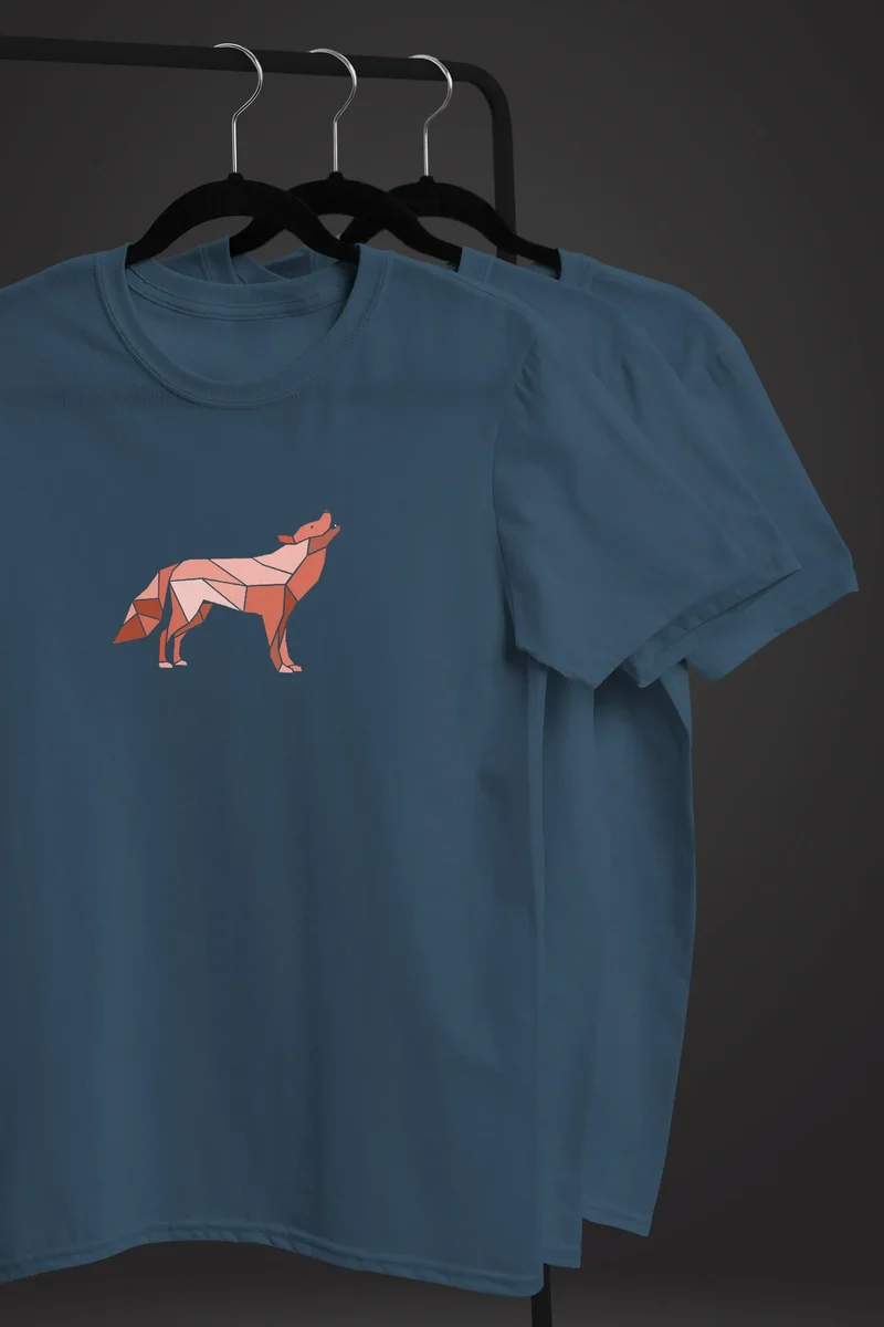 Herren T-Shirt Bedruckt Polygon Grafik Wolf Outdoor Fashion Tiermotiv Wandern Geometric Streetstyle