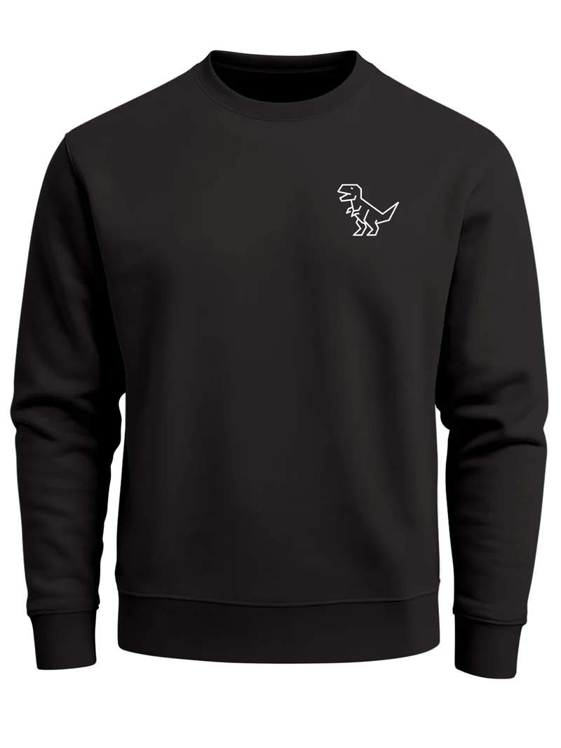 Sweatshirt Herren Dinosaurier Brustlogo Frontprint T-Rex Pullover Casual Fashion Streetwear