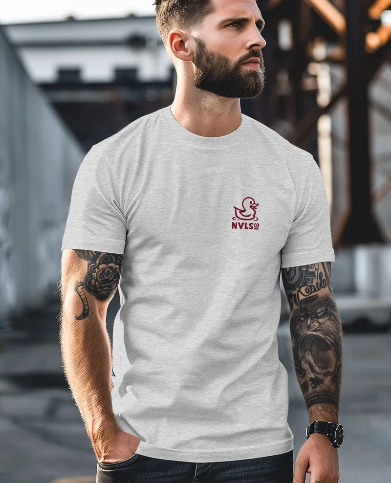 Herren T-Shirt Backprint Good Vibes Only Quitsche-Ente Motivprint Rückendruck Sommer Fashion Streetstyle
