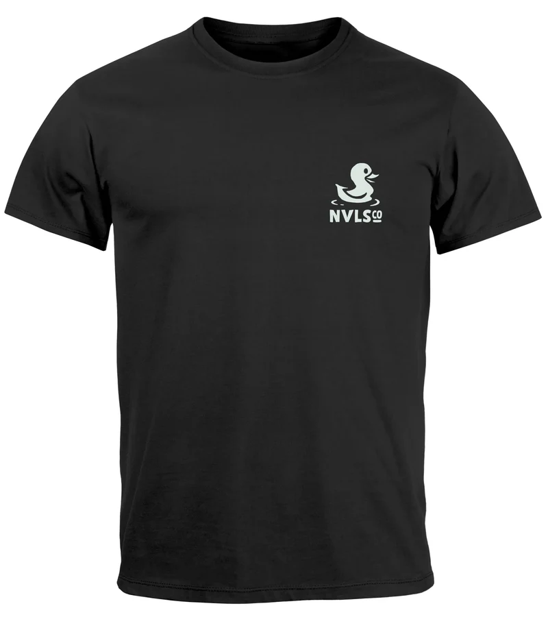 Herren T-Shirt Backprint Good Vibes Only Quitsche-Ente Motivprint Rückendruck Sommer Fashion Streetstyle
