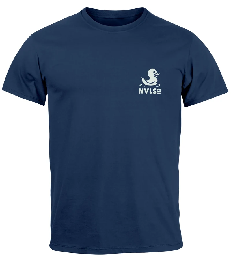 Herren T-Shirt Backprint Good Vibes Only Quitsche-Ente Motivprint Rückendruck Sommer Fashion Streetstyle