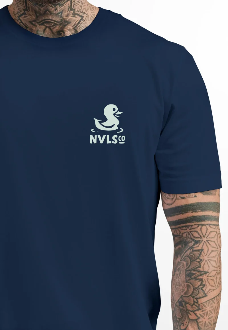 Herren T-Shirt Backprint Good Vibes Only Quitsche-Ente Motivprint Rückendruck Sommer Fashion Streetstyle