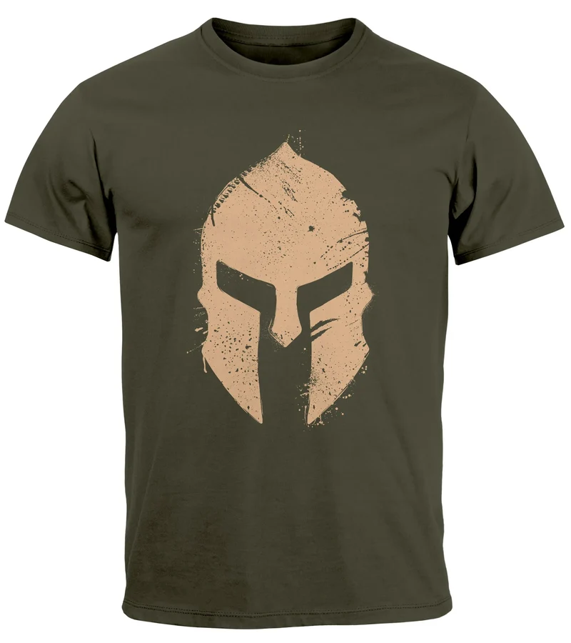 Herren T-Shirt Print Sparta-Helm Aufdruck Gladiator Krieger Warrior Spartaner Fashion Streetstyle