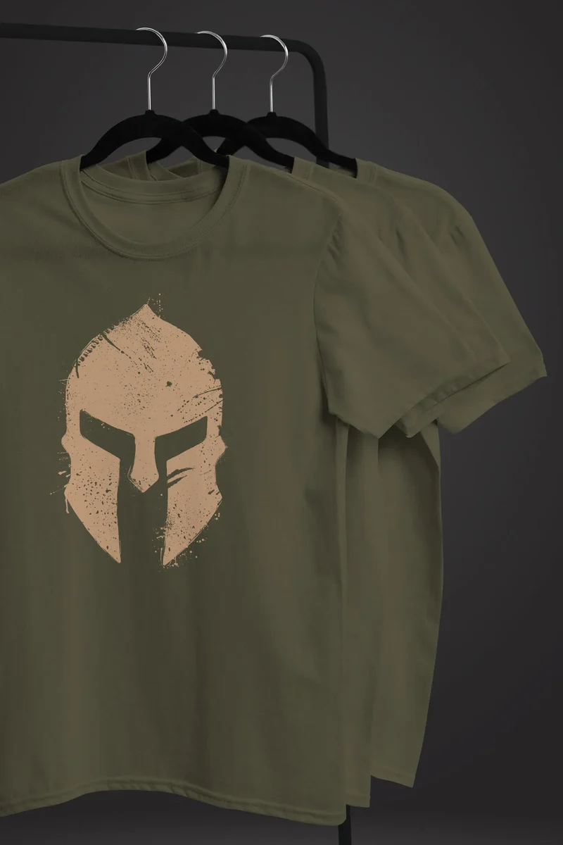 Herren T-Shirt Print Sparta-Helm Aufdruck Gladiator Krieger Warrior Spartaner Fashion Streetstyle