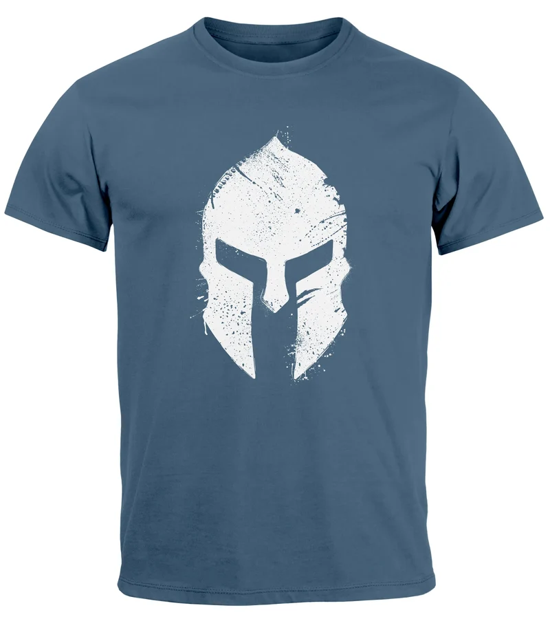 Herren T-Shirt Print Sparta-Helm Aufdruck Gladiator Krieger Warrior Spartaner Fashion Streetstyle