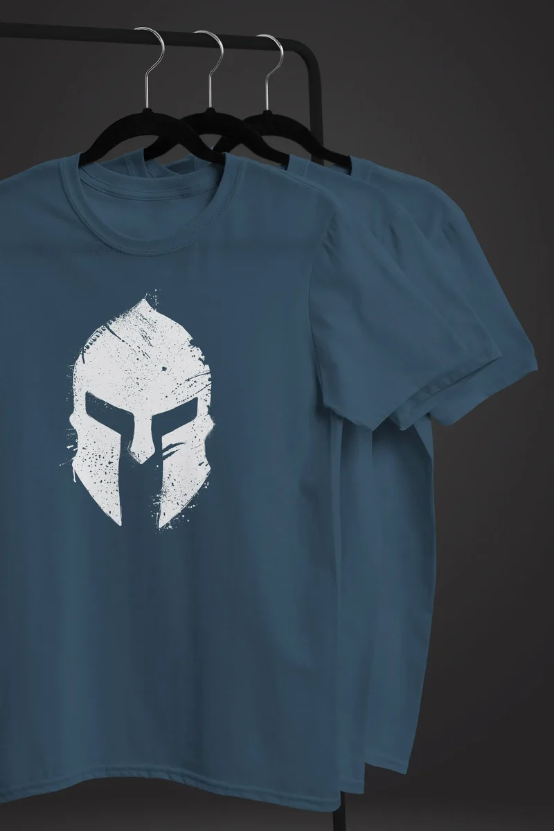 Herren T-Shirt Print Sparta-Helm Aufdruck Gladiator Krieger Warrior Spartaner Fashion Streetstyle