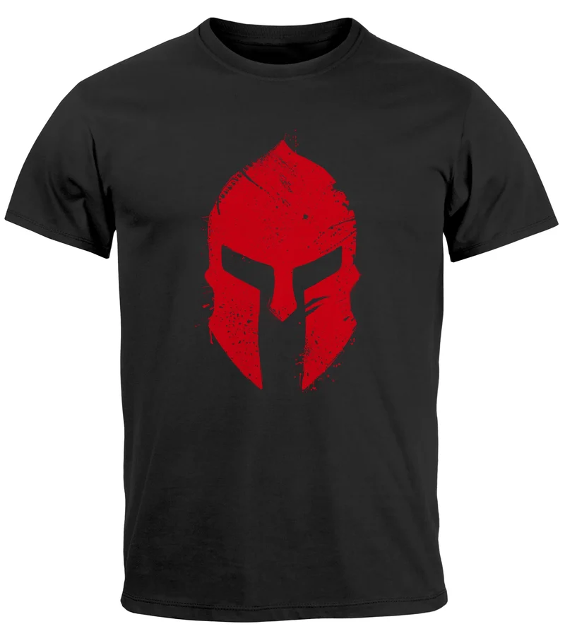 Herren T-Shirt Print Sparta-Helm Aufdruck Gladiator Krieger Warrior Spartaner Fashion Streetstyle