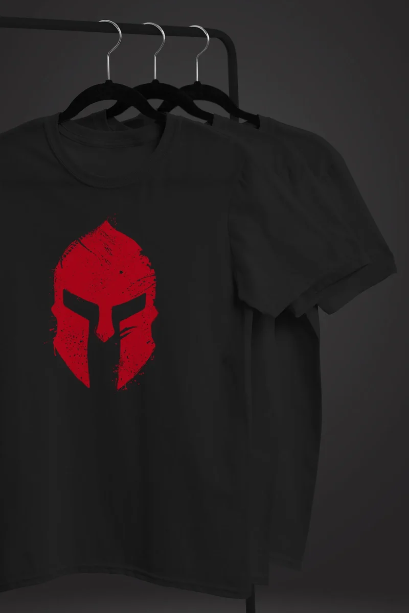 Herren T-Shirt Print Sparta-Helm Aufdruck Gladiator Krieger Warrior Spartaner Fashion Streetstyle