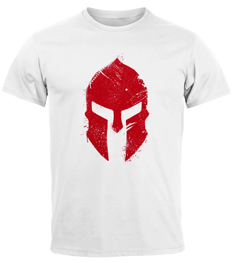 Herren T-Shirt Print Sparta-Helm Aufdruck Gladiator Krieger Warrior Spartaner Fashion Streetstyle
