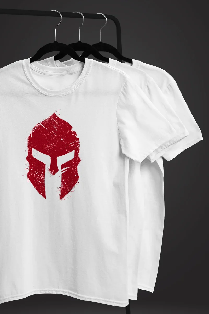 Herren T-Shirt Print Sparta-Helm Aufdruck Gladiator Krieger Warrior Spartaner Fashion Streetstyle