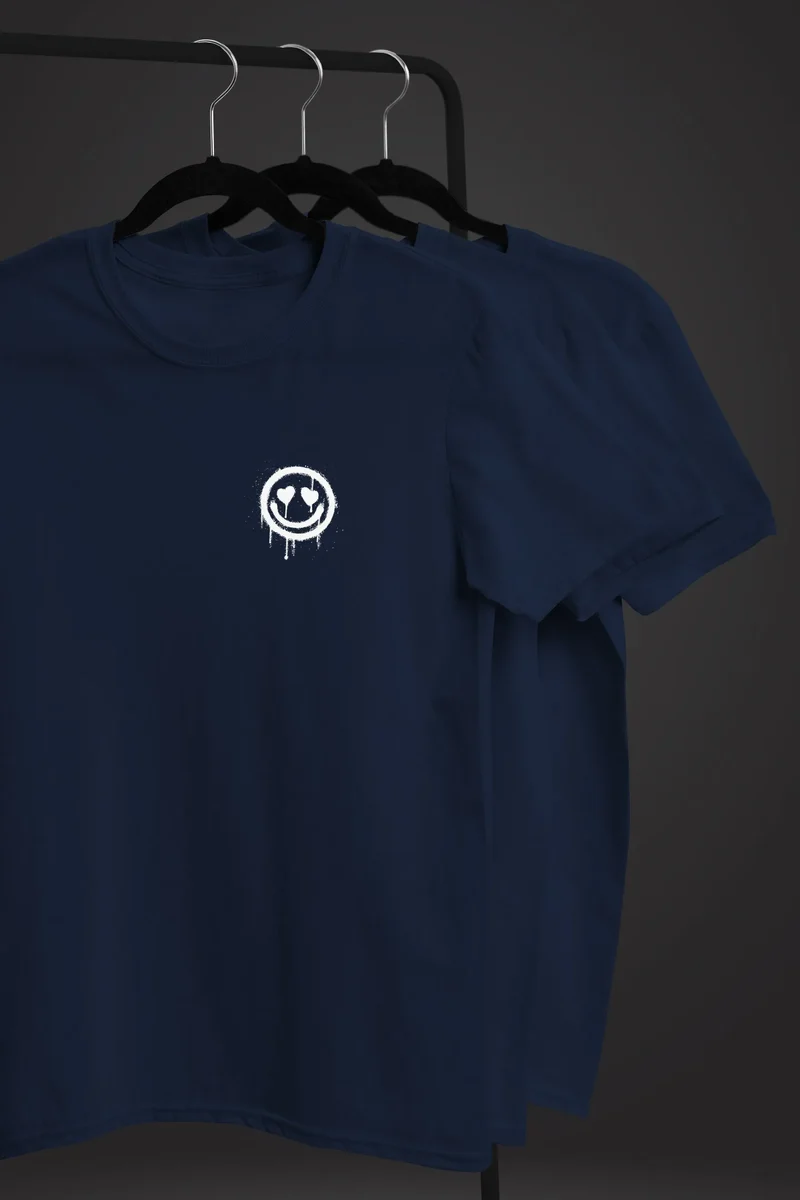 Herren T-Shirt Print Aufdruck Motiv Drip Face Drippy Smile Herz-Augen Lächeln Graffiti Fashion Streetstyle