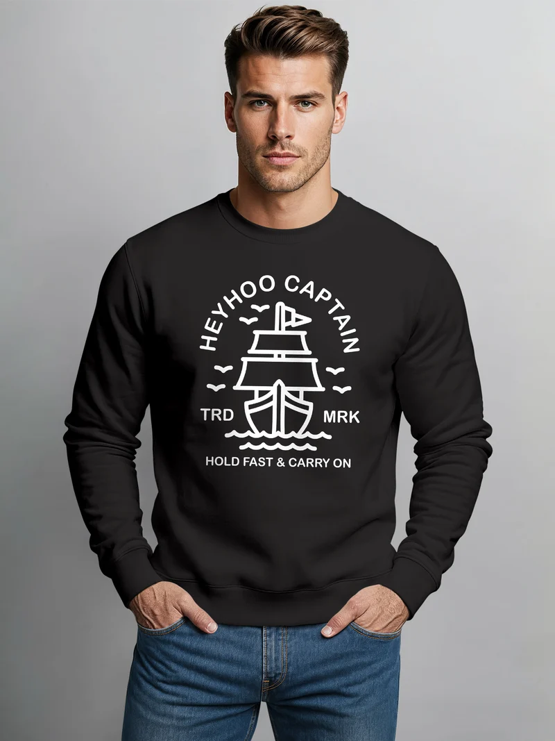 Sweatshirt Herren Schiff Kapitain Segeln Captain Rundhals-Pullover Anker