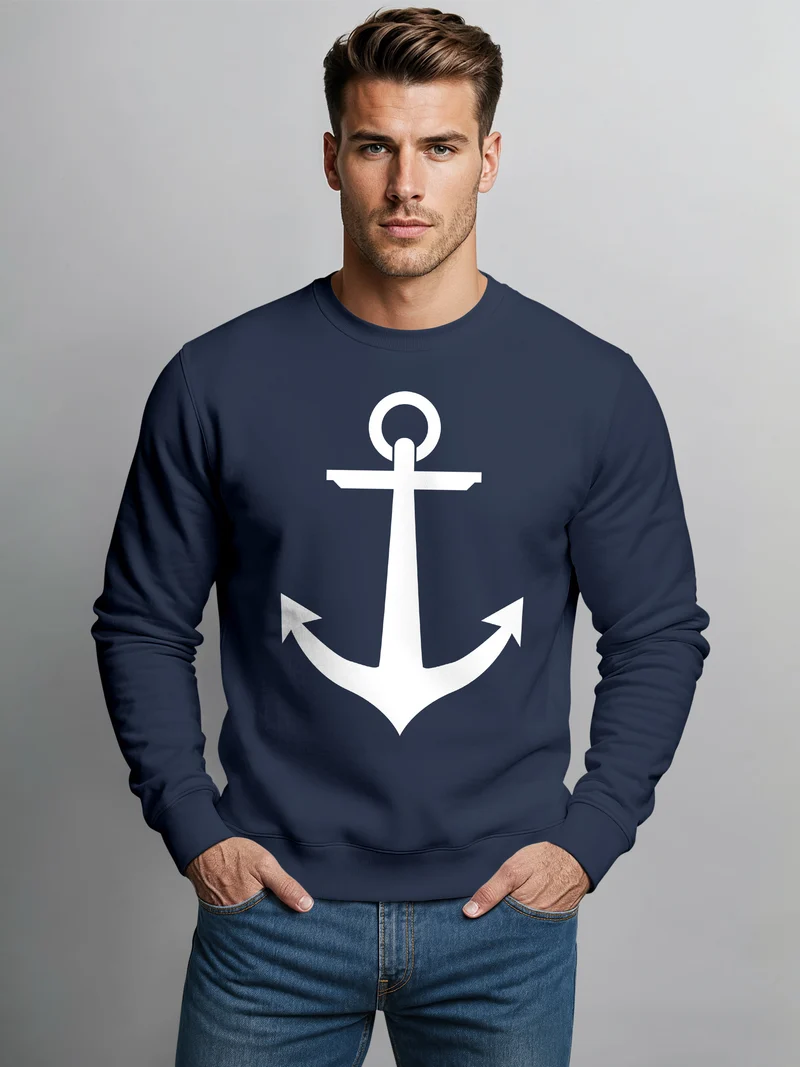 Sweatshirt Herren Anker Anchor Rundhals-Pullover