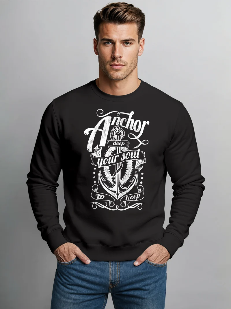 Sweatshirt Herren Anker Anchor your Soul Rundhals-Pullover