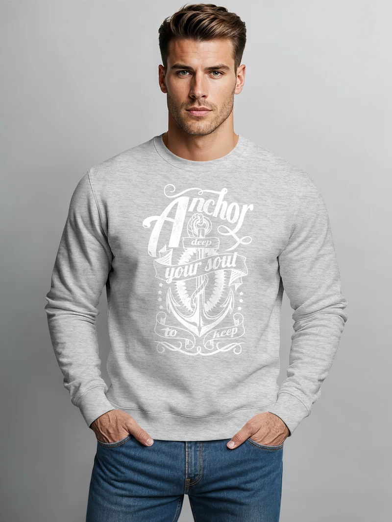 Sweatshirt Herren Anker Anchor your Soul Rundhals-Pullover