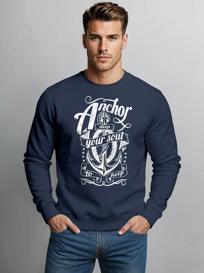 Sweatshirt Herren Anker Anchor your Soul Rundhals-Pullover