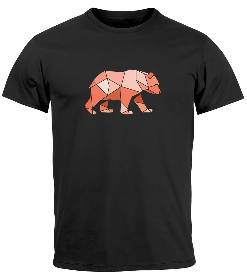 Herren T-Shirt Polygon Grafik Bär Outdoor Motive Printshirt Natur Fashion Fashion Streetstyle