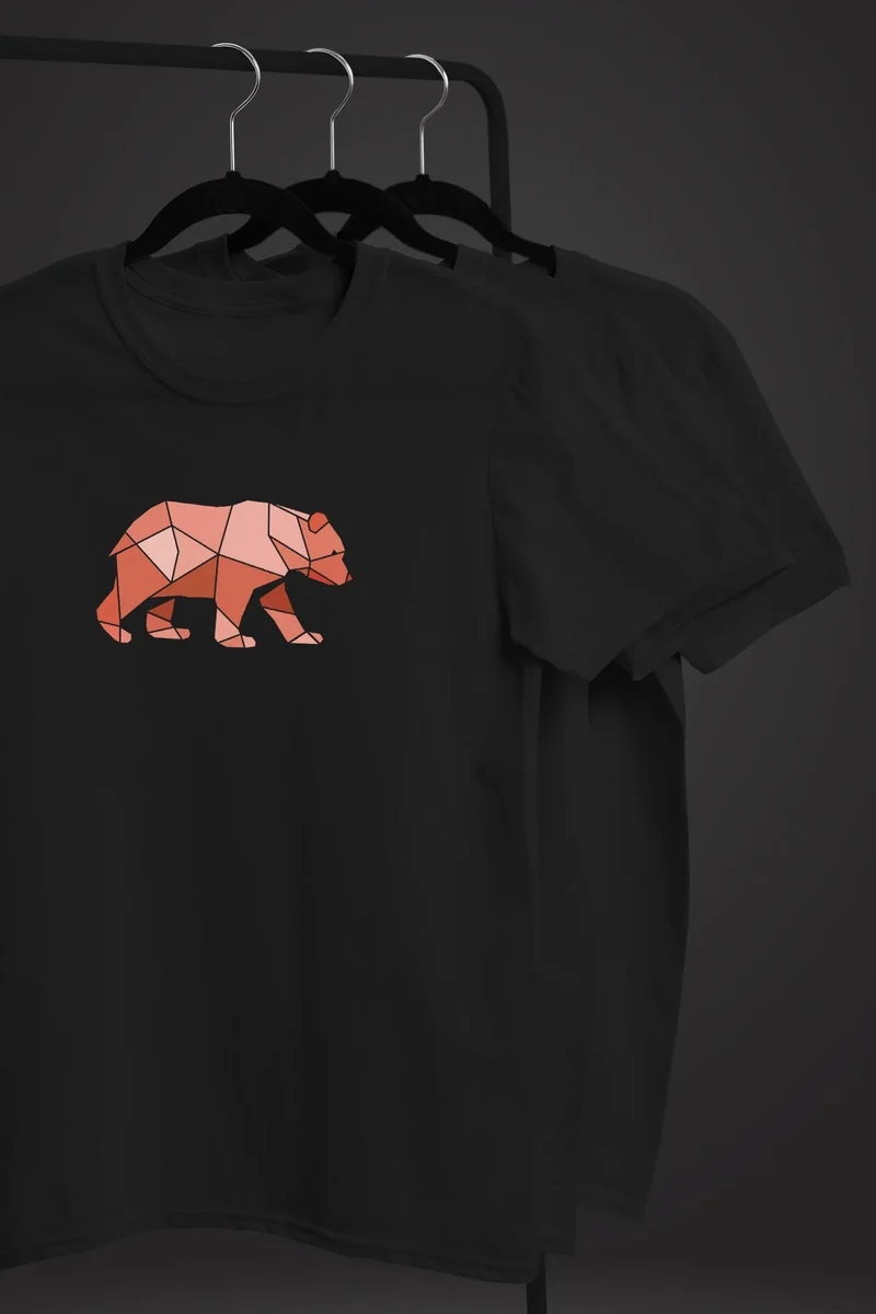 Herren T-Shirt Polygon Grafik Bär Outdoor Motive Printshirt Natur Fashion Fashion Streetstyle