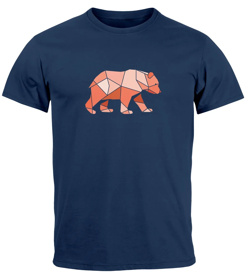 Herren T-Shirt Polygon Grafik Bär Outdoor Motive Printshirt Natur Fashion Fashion Streetstyle