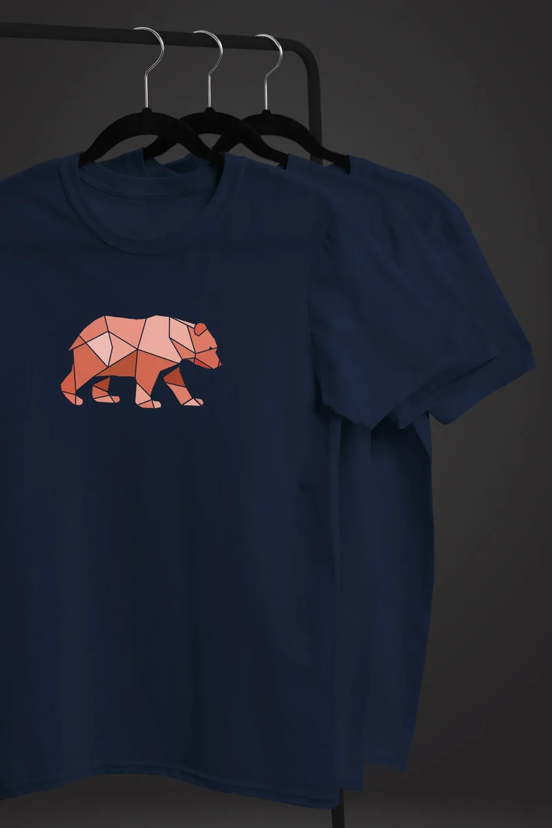 Herren T-Shirt Polygon Grafik Bär Outdoor Motive Printshirt Natur Fashion Fashion Streetstyle