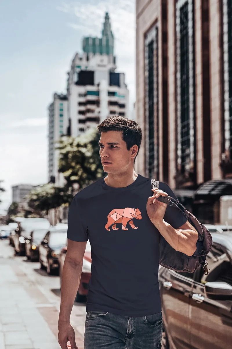 Herren T-Shirt Polygon Grafik Bär Outdoor Motive Printshirt Natur Fashion Fashion Streetstyle