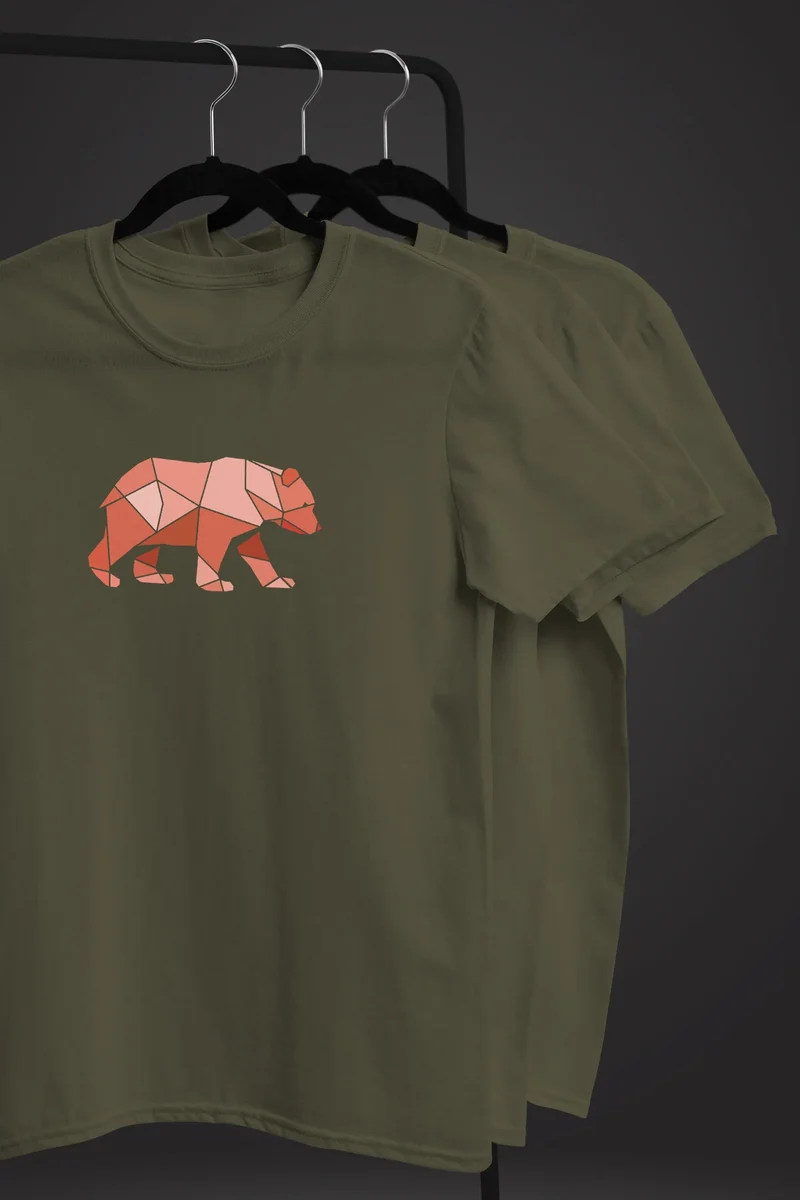 Herren T-Shirt Polygon Grafik Bär Outdoor Motive Printshirt Natur Fashion Fashion Streetstyle