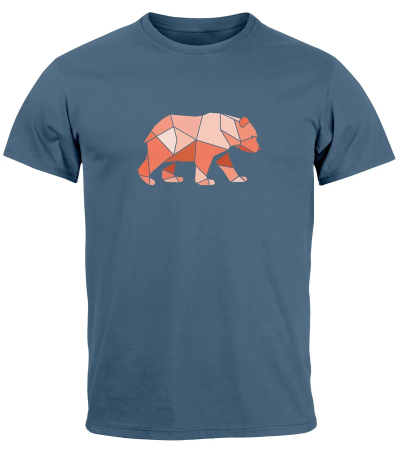 Herren T-Shirt Polygon Grafik Bär Outdoor Motive Printshirt Natur Fashion Fashion Streetstyle