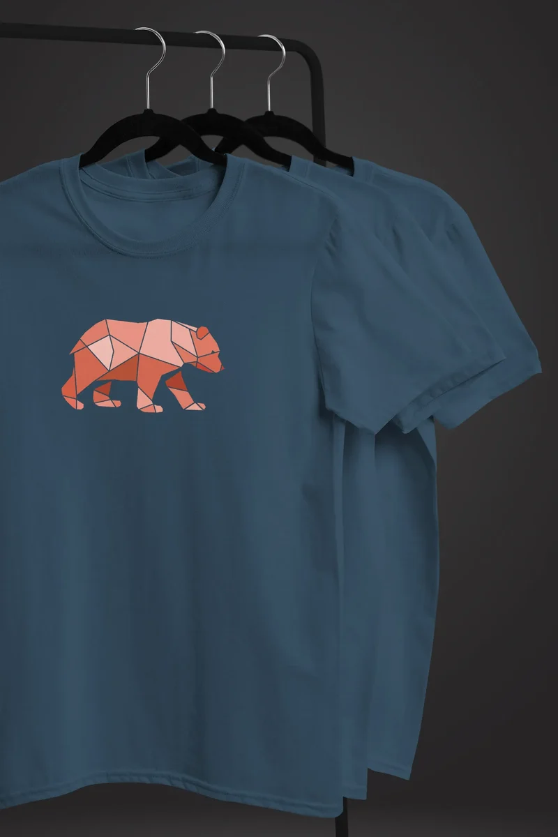 Herren T-Shirt Polygon Grafik Bär Outdoor Motive Printshirt Natur Fashion Fashion Streetstyle