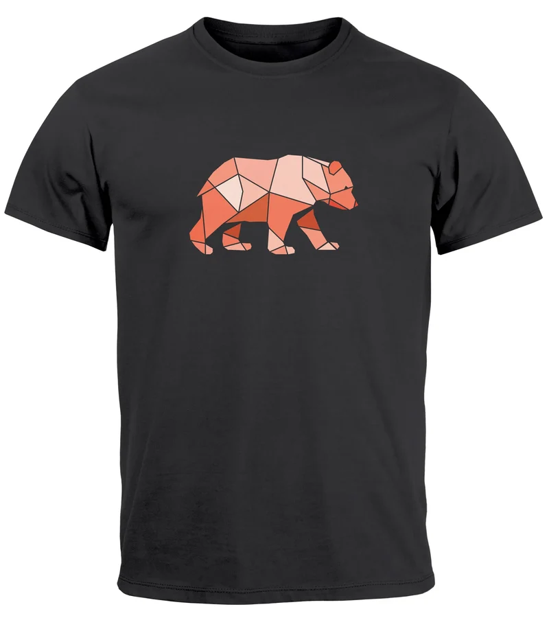 Herren T-Shirt Polygon Grafik Bär Outdoor Motive Printshirt Natur Fashion Fashion Streetstyle