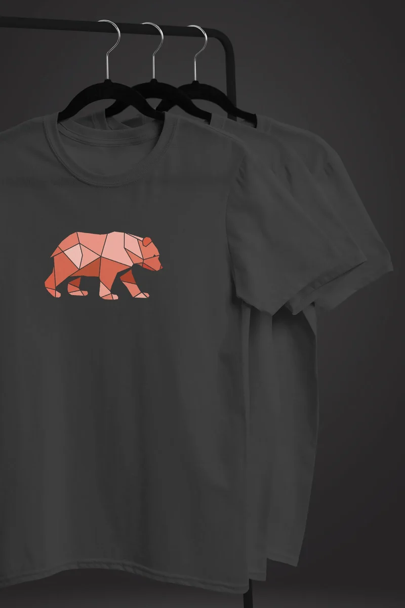 Herren T-Shirt Polygon Grafik Bär Outdoor Motive Printshirt Natur Fashion Fashion Streetstyle