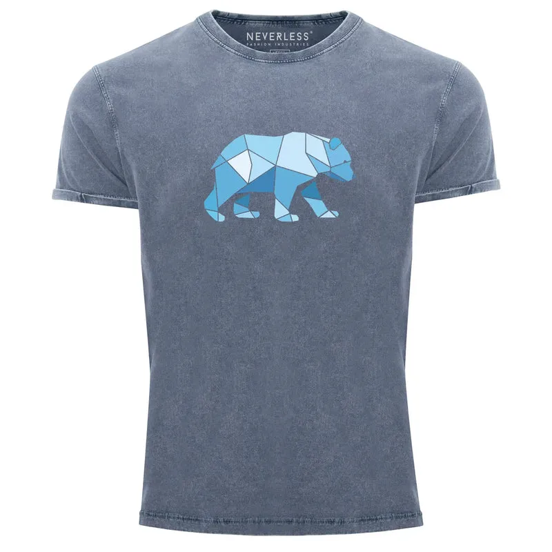 Herren Vintage Shirt Polygon Grafik Bär Outdoor Fashion Tiermotiv Wandern Geometric Style Streetstyle