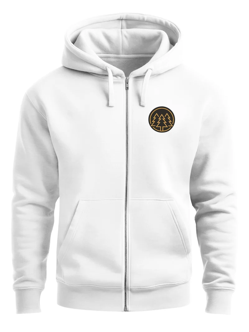 Herren Sweatjacke mit Kapuze Logo Bäume Wald Print Outdoor Motiv Zip Hoodie Männer Fashion