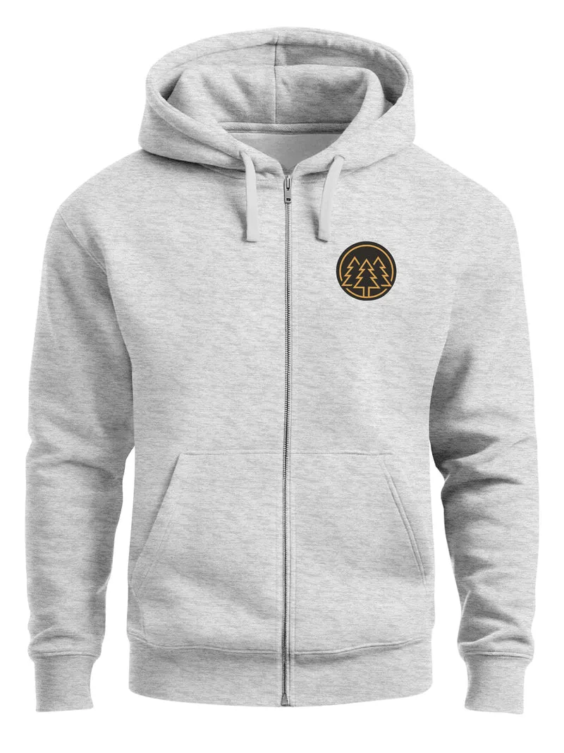Herren Sweatjacke mit Kapuze Logo Bäume Wald Print Outdoor Motiv Zip Hoodie Männer Fashion