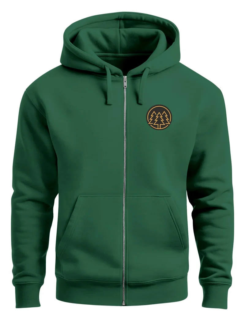 Herren Sweatjacke mit Kapuze Logo Bäume Wald Print Outdoor Motiv Zip Hoodie Männer Fashion