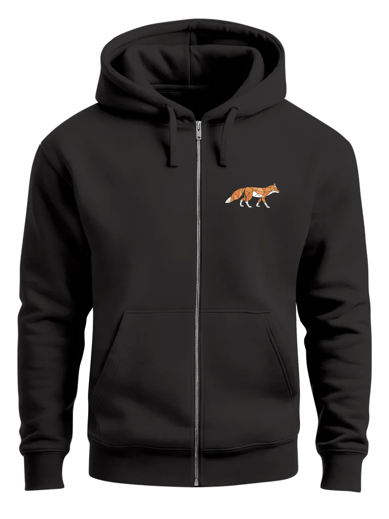 Sweatjacke Zip-Hoodie Herren Polygon Print Fuchs Outdoor Geometric Motiv Zipjacke Männer Fashion Streetstyle