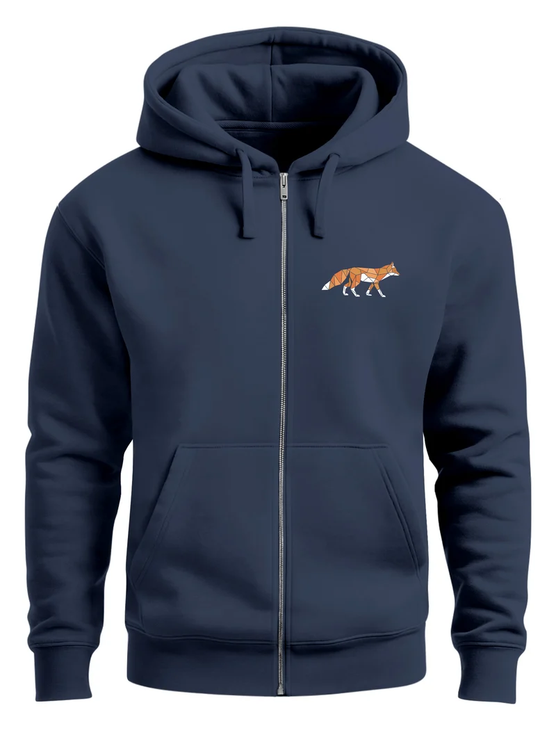 Sweatjacke Zip-Hoodie Herren Polygon Print Fuchs Outdoor Geometric Motiv Zipjacke Männer Fashion Streetstyle
