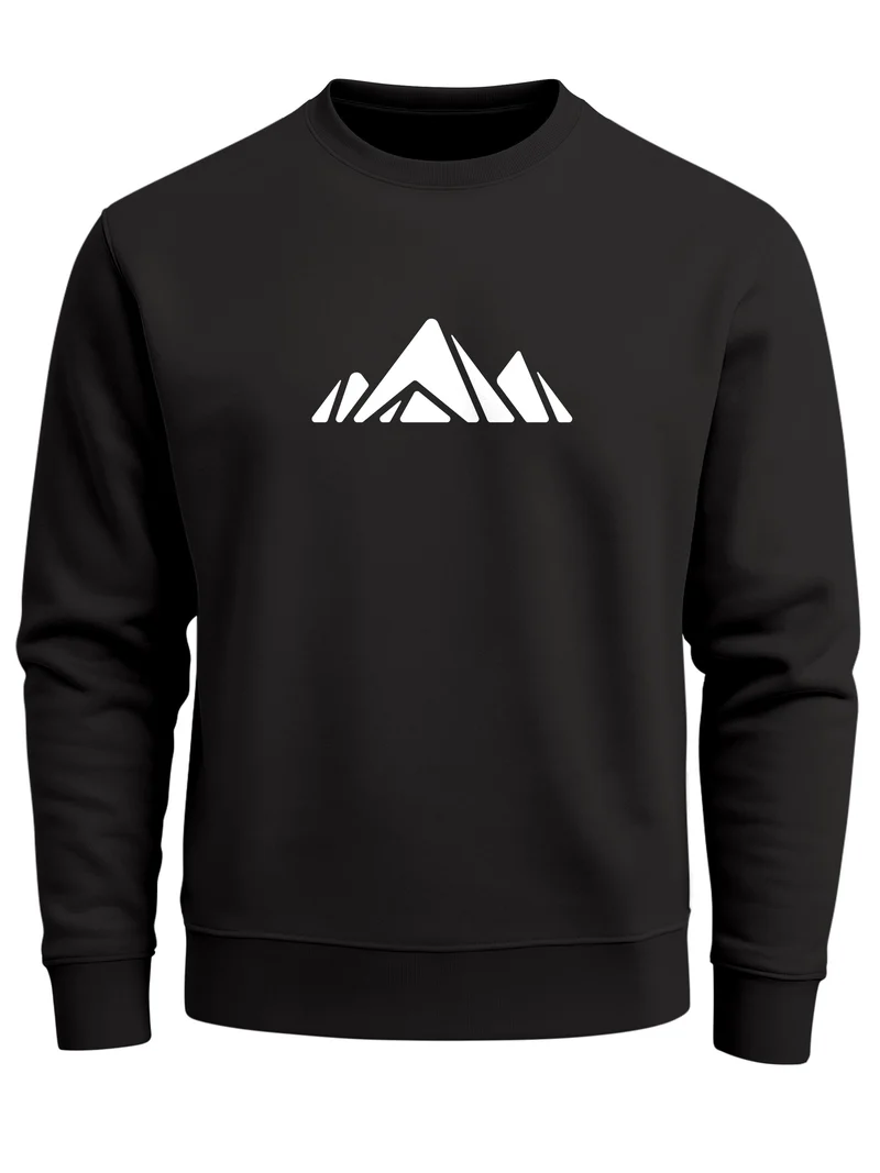 Sweatshirt Herren Berge Poygon Print Wandern Rundhals-Pullover Outdoor Fashion Streetwear