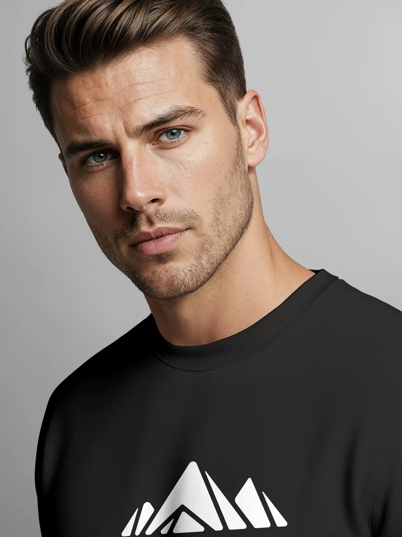 Sweatshirt Herren Berge Poygon Print Wandern Rundhals-Pullover Outdoor Fashion Streetwear