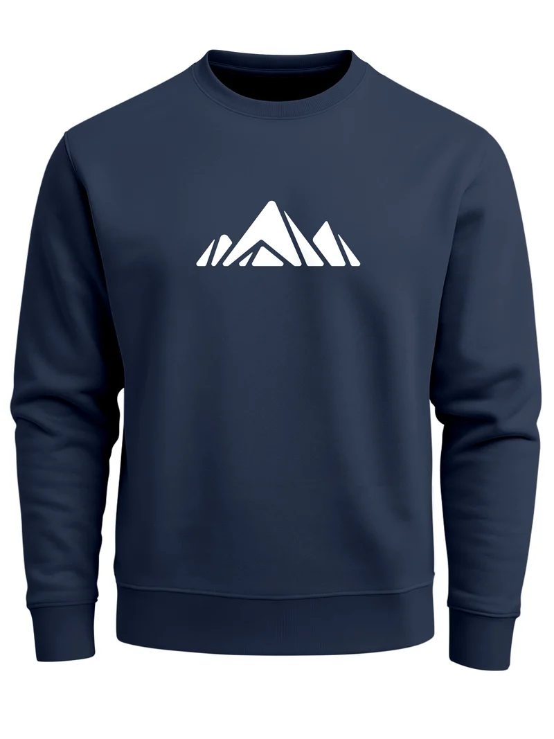 Sweatshirt Herren Berge Poygon Print Wandern Rundhals-Pullover Outdoor Fashion Streetwear