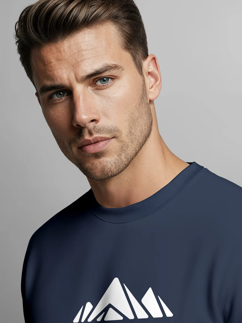 Sweatshirt Herren Berge Poygon Print Wandern Rundhals-Pullover Outdoor Fashion Streetwear
