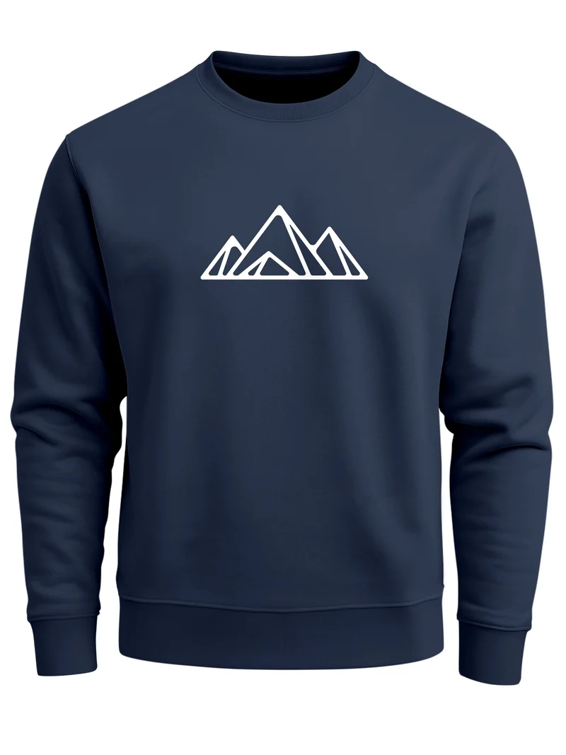 Sweatshirt Herren Berge Poygon Print Wandern Rundhals-Pullover Outdoor Fashion Streetwear