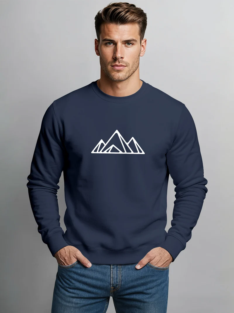 Sweatshirt Herren Berge Poygon Print Wandern Rundhals-Pullover Outdoor Fashion Streetwear