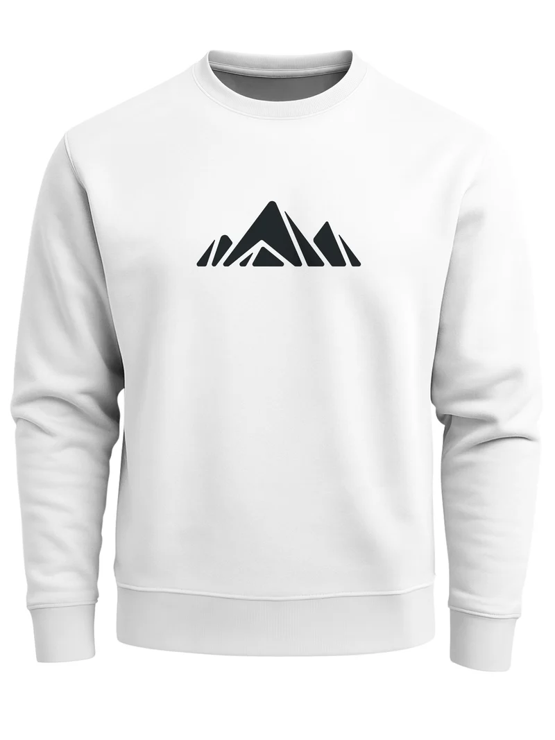 Sweatshirt Herren Berge Poygon Print Wandern Rundhals-Pullover Outdoor Fashion Streetwear