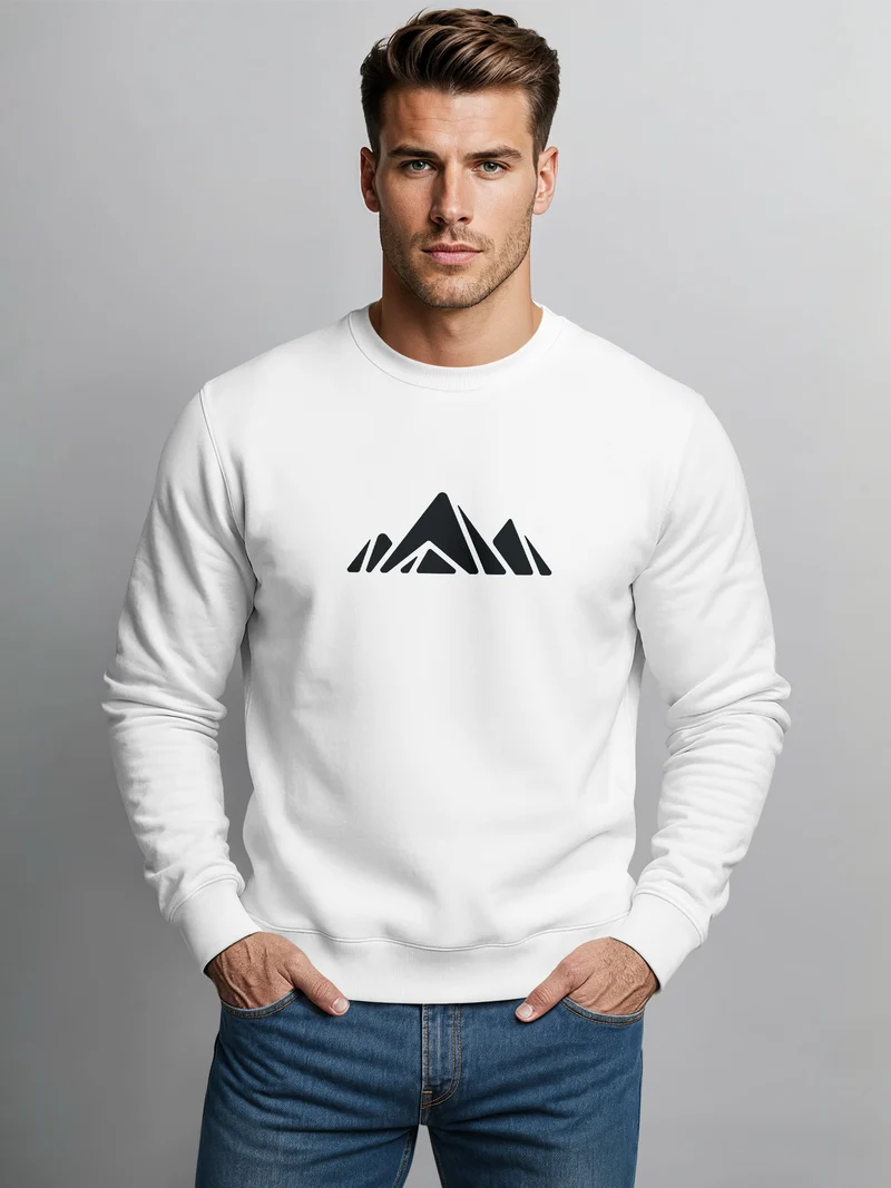Sweatshirt Herren Berge Poygon Print Wandern Rundhals-Pullover Outdoor Fashion Streetwear