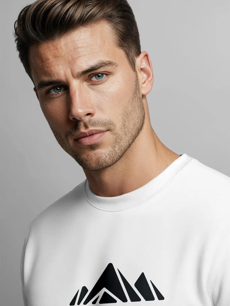 Sweatshirt Herren Berge Poygon Print Wandern Rundhals-Pullover Outdoor Fashion Streetwear