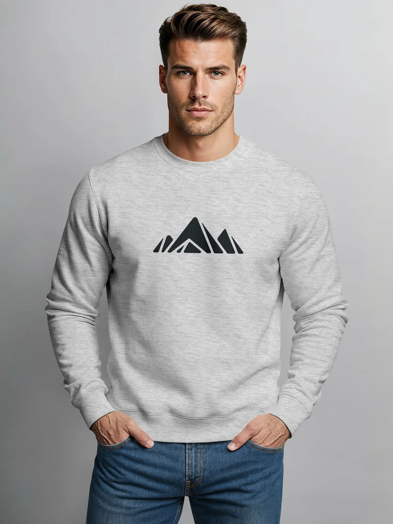 Sweatshirt Herren Berge Poygon Print Wandern Rundhals-Pullover Outdoor Fashion Streetwear