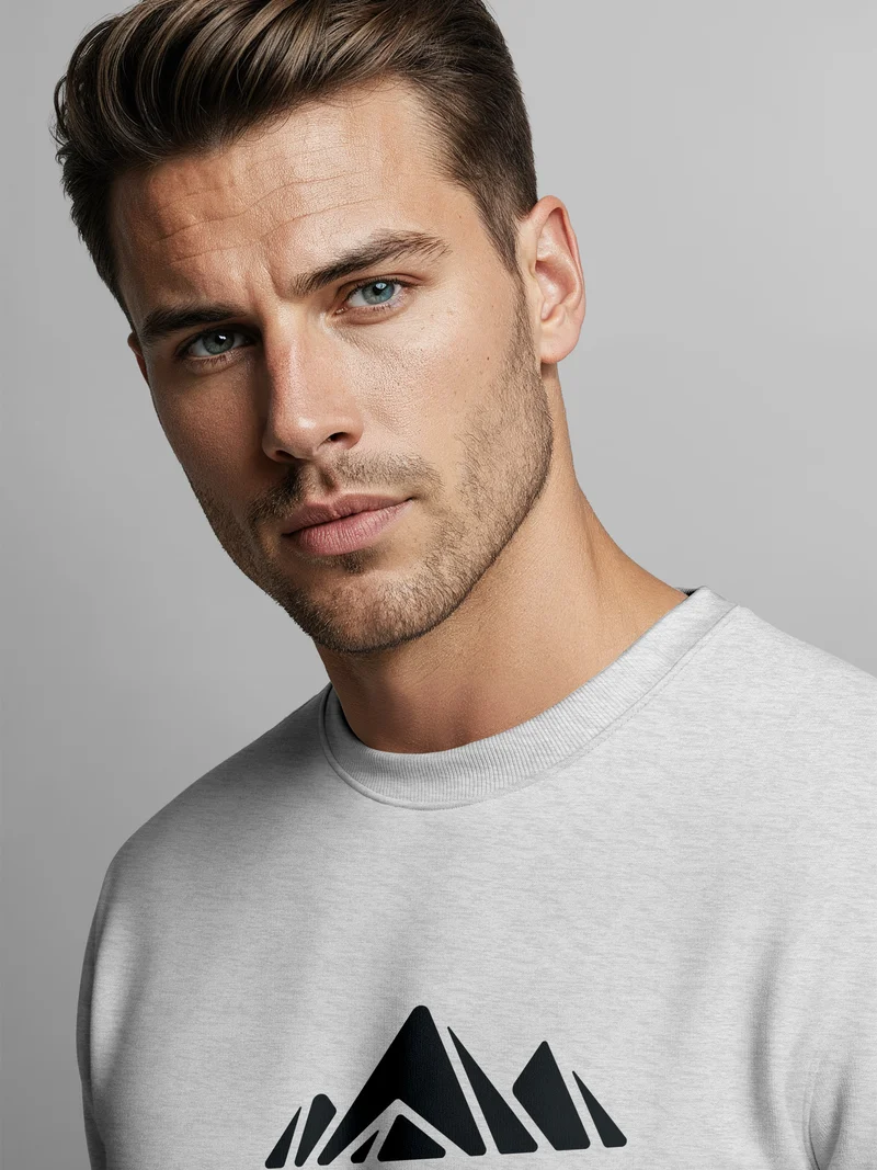 Sweatshirt Herren Berge Poygon Print Wandern Rundhals-Pullover Outdoor Fashion Streetwear
