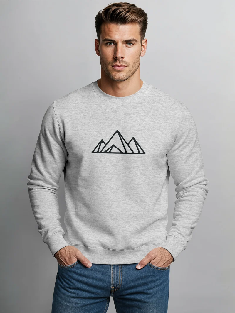 Sweatshirt Herren Berge Poygon Print Wandern Rundhals-Pullover Outdoor Fashion Streetwear